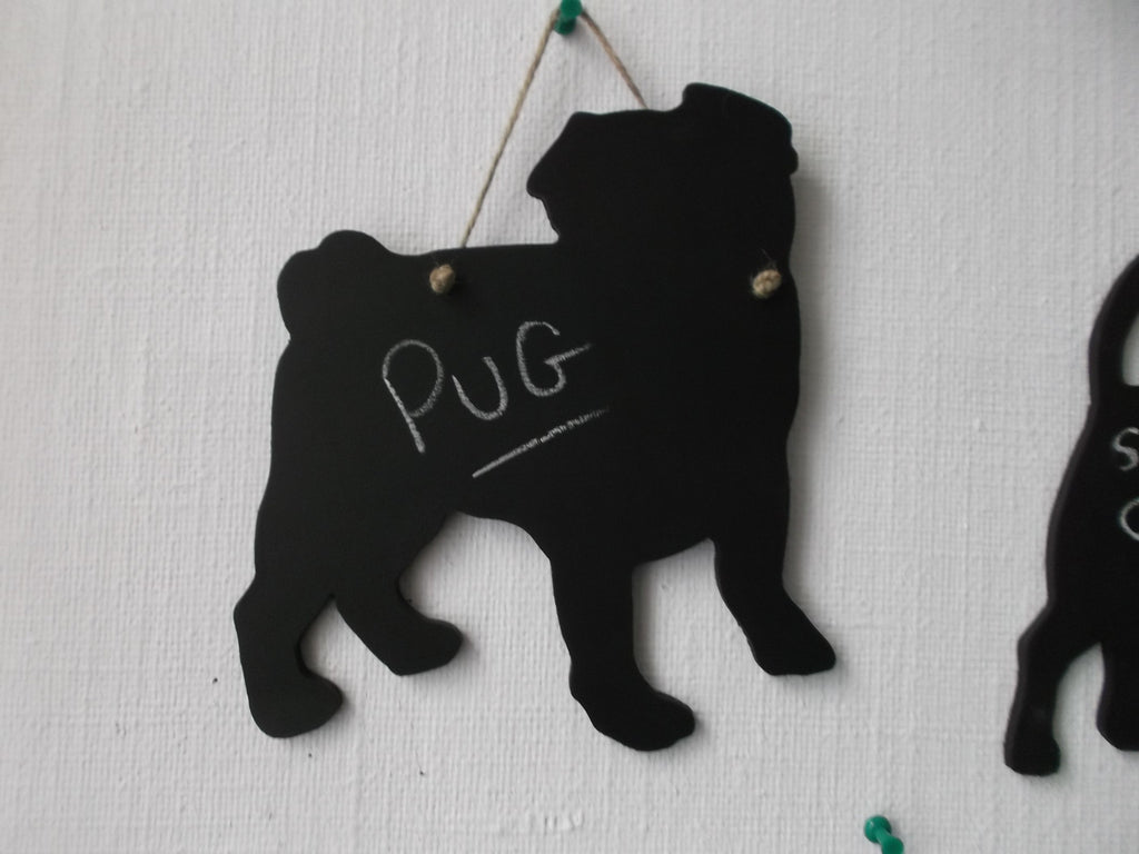 Pug Dog Shaped Black Chalkboard Christmas Birthday gift present pet supplies - Tilly Bees
