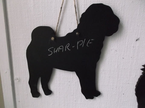 Shar-pei Dog Shaped Black Chalkboard Christmas Birthday gift present pet supplies Kennel sign