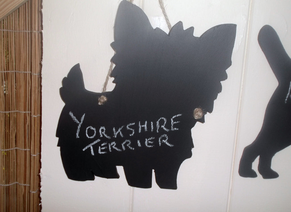 Yorkshire Terrier Dog Shaped Black Chalkboard Christmas Birthday gift present pet supplies - Tilly Bees